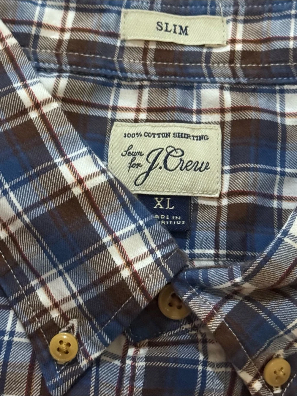 J. Crew Blue and White Plaid Button-Down Shirt - Men's Casual